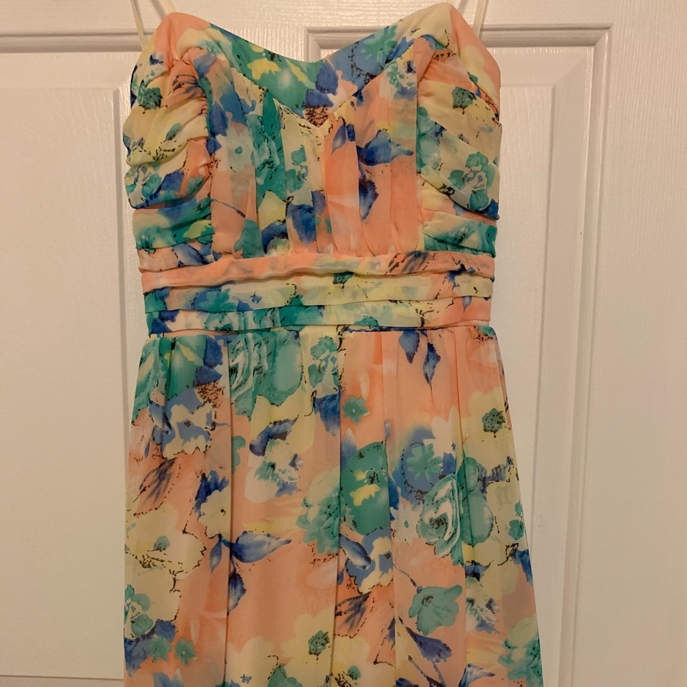 Strapless Floral Dress
